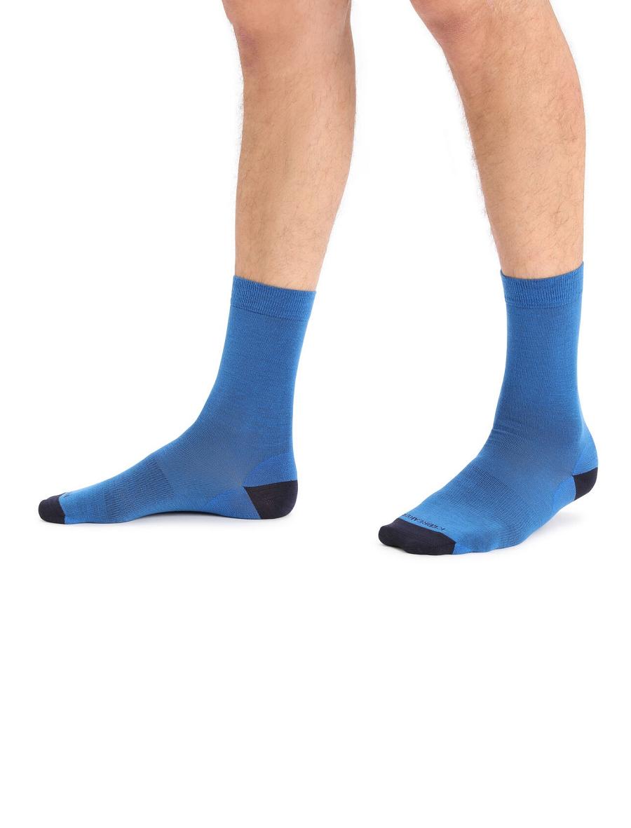 Men's Icebreaker Merino Lifestyle Fine Gauge Crew Socks Lazurite / Midnight Navy | CA 1937PJJQ